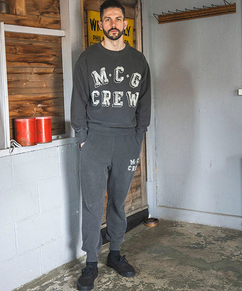 MR.OLIVE/USED BASIC URAKE / PRINTED SWEAT SHIRT(MCG CREW ミスターオリーブ/プリント ユーズドスウェットシャツ